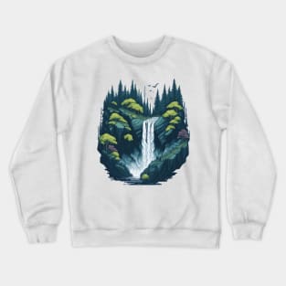 Waterfall in the forest Crewneck Sweatshirt